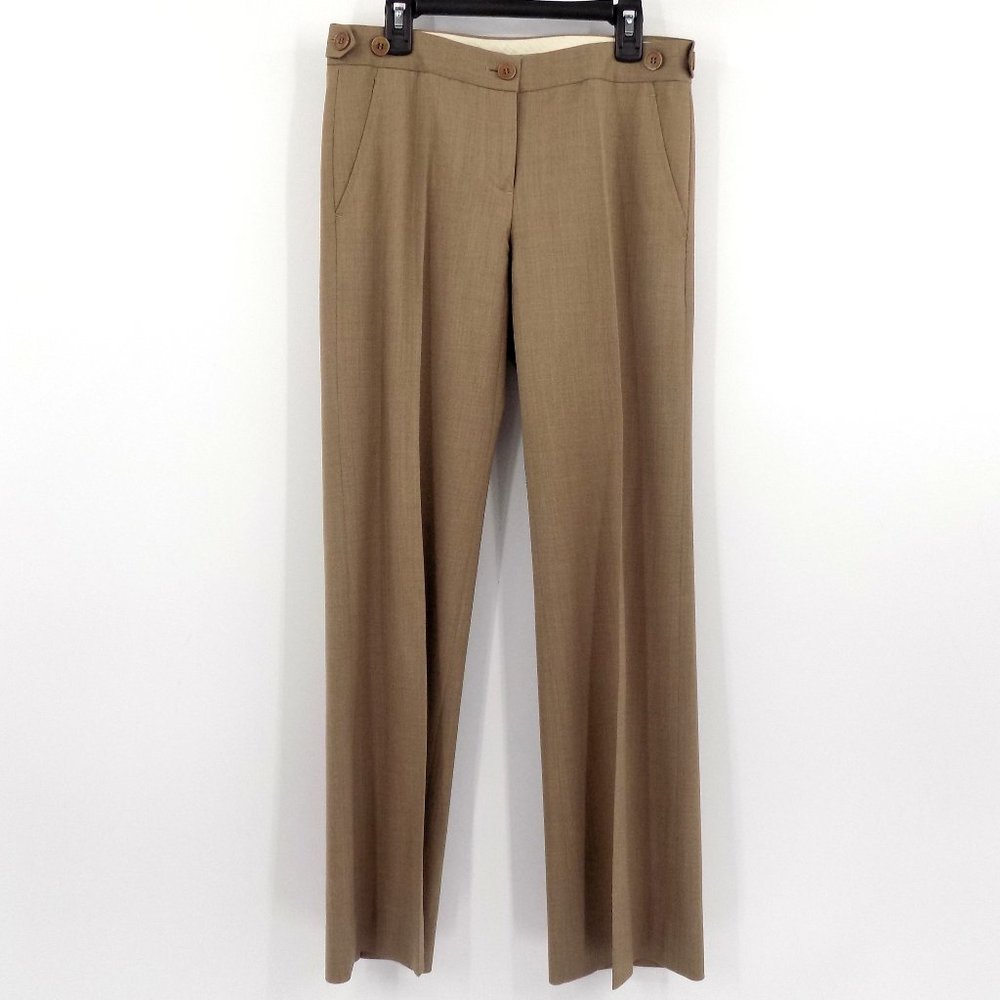 Women's Theory Elkers Tan Wool Flare Leg Trouser Dress Pants Size 0